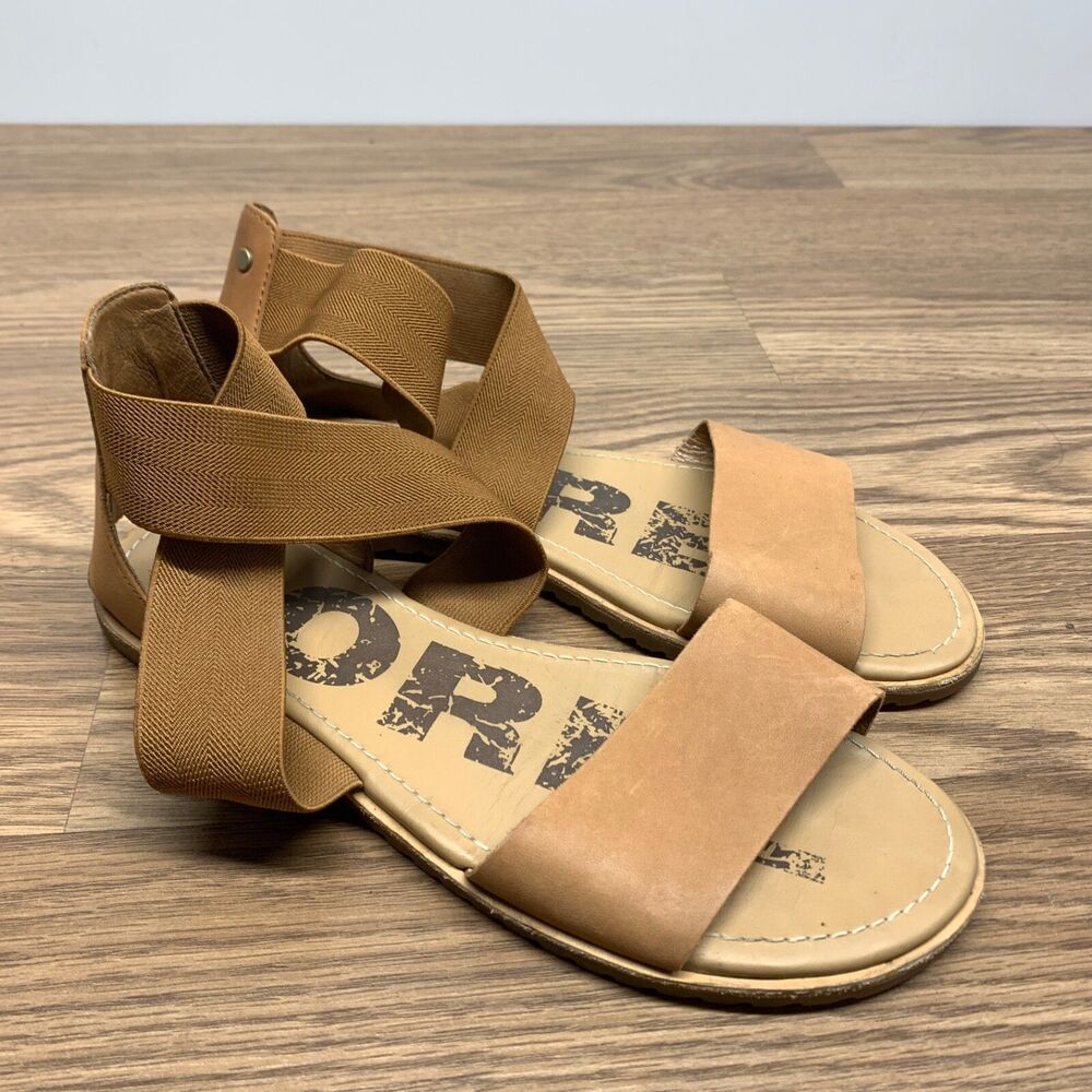 Sorel Ella Sandals Flats Shoes NL2893-225 Womens Size 8 Brown Gladiator Cute
